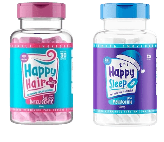 Happy Hair 1 Pote + Happy Sleep (Melatonina) 1 Pote